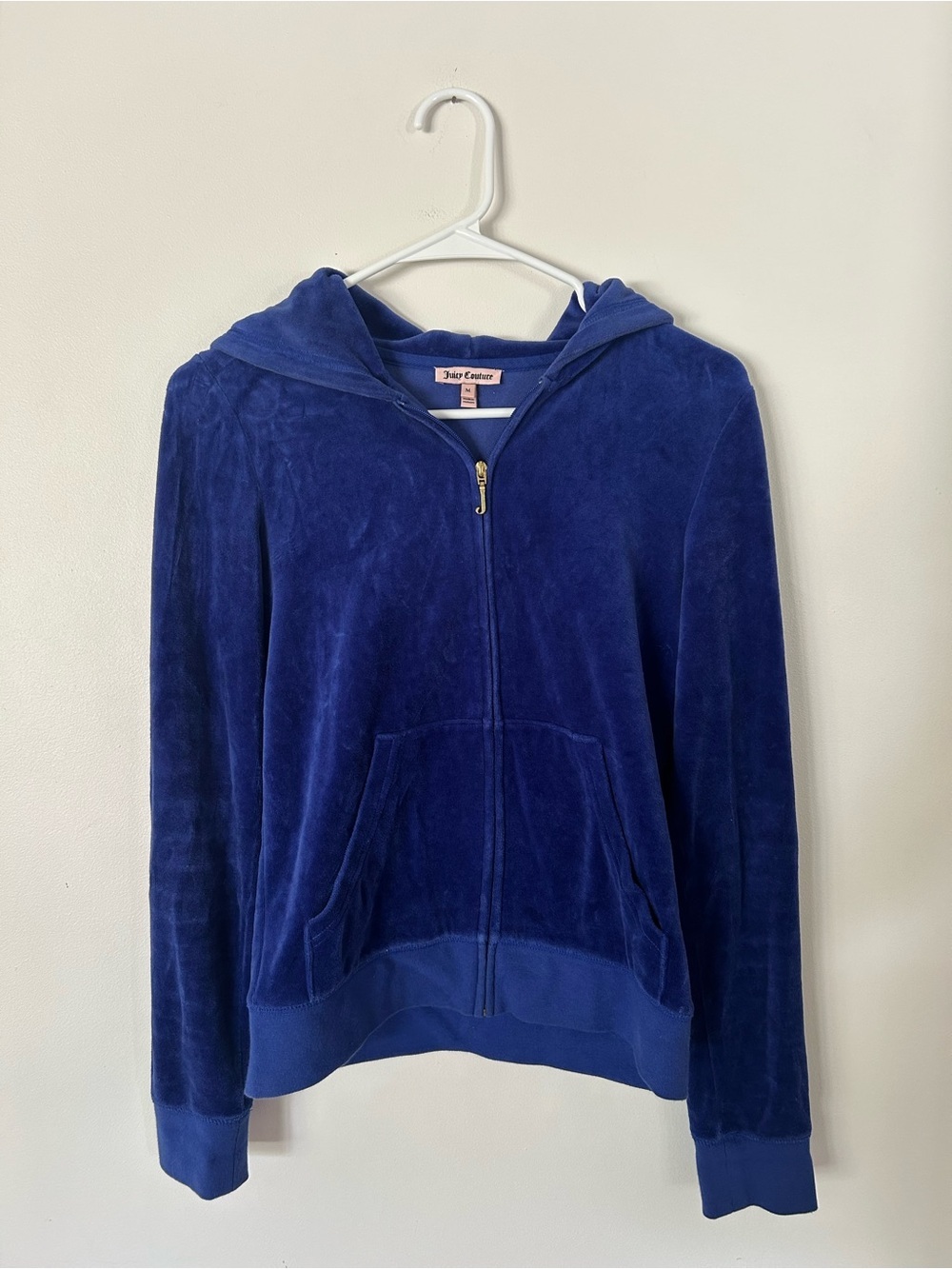Juicy Couture “Choose Juicy” Velour Zip-up Hoodie Medium Navy Y2K